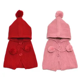 Caps Hats Children Baby Warm Beanie Shawl Cap Winter Hooded Cape Cloak Infants Toddler Girls Knitted Hat 231108