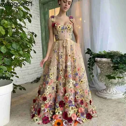 Sukienki imprezowe Sevintage Znakomite kwiaty 3D Dressessesseetheart Floral Pass A-Line Evening Suknie Formalne sukienka imprezowa z kieszeniami 2023 0408H23