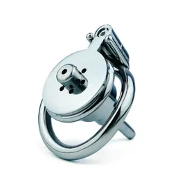 2024 New Flat Short Chastity Stainless Steel Men 's Flat XXX Chastity Lock Anti-Escape Chastity Cage