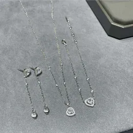 dupe brand top quality 925 sterling silver rhinestone heart pendant necklace bracelet earrings trendy jewelry set for women