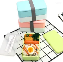 Set di stoviglie Contenitore per il pranzo a doppio strato da 1000 ml di alta qualità Contenitore per forno a microonde Bento Box Lunchbox