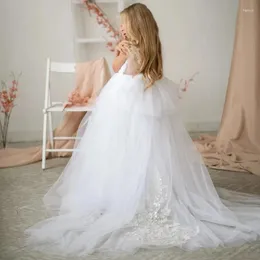 Sukienki dla dziewczynek biała sukienka kwiatowa puszysta puszysta koronkowa kokarta