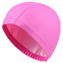 Swimming caps Male Female Adults One Size PU Solid Waterproof Ear Protection Long Hair Swimming Pool Cap Comfortable Hat Blank Bathing Cap P230418