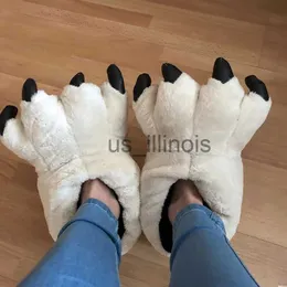 Slippers Home Slippers for Men Totem Bear Claw Synthetic Flock Designer Shoes Men Winter Trendy Indoor Furry Male Big Size 42-45 J231108