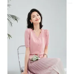 Casual Dresses Temperament Light Mature Style V-Neck Knit Summer Korean Version Foreign Slim Cardigan Fashion Loose Versatile Short