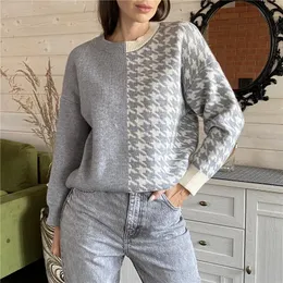 سترات النساء في Houndstooth Pullovers النساء الأنيقة المرقاء الحيلة الثخنة الدافئة المتقلب كل مباراة 2023 Lady متماسكة قمم