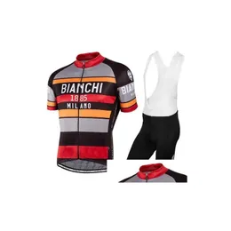 Conjuntos de camisa de ciclismo 2023 Bianchi Set Bike Uniform Summer Road Bicicleta Jerseys MTB Wear Respirável Roupas Drop Delivery Sports Outdo Otqml