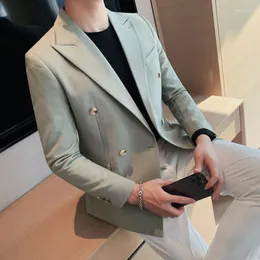 Męskie garnitury 2023 Wysokiej jakości podwójny dżentelmen mężczyźni Slim Casual Ruit Brands Męskie Business Flow of Pure Color Blazers S-4xl