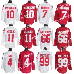 Хоккейные майки Джеймс Custom Team Canada хоккейная майка 99# Гретцки 66# Lemieux 4# Bobby Orr 7# Bourque 10# Hawerchuk 11# Messier Mens Stitch