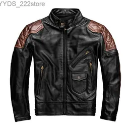 Mężczyzny ze skóry ze skóry męskiej kurtki motocyklowe kurtki skórzana krowica naturalna oryginalna ochrona ubrania rowerzystki odzież s płaszcz 3xl-5xl yq231108