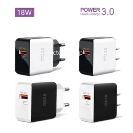QC3.0 Fast Quick USB wall charger 18W power adapter 5V 3A 9v 2A for Iphone 12 13 14 15 samsung s7 s8 S10 S22 S23 lg F1 Retail package