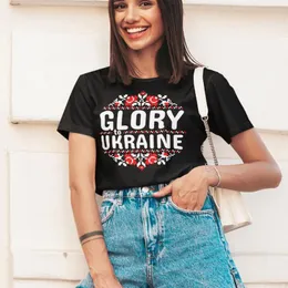 Kvinnor tshirt ukraina t shirt härlighet till ukrainska nationella prydnad vyshyvanka tshirt bomull kort ärm kvinnor kläder 230408