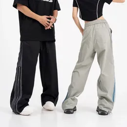 Calças masculinas à prova de vento cintura elástica plus size sweatpants preto homens mulheres esporte calça streetwear oversized techwear 2023