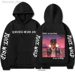 Herrtröjor tröjor rappare juice wrld hoodies män kvinnor tröjor mode hip hop hooded casual pullovers höst pojkar flickor svart streetwear topps m230408