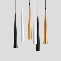 Pendant Lamps Cone LED Lights Long Tube Kitchen Dining Room Shop Bar Decoration Cord Lamp Background Lighting AC85-265V