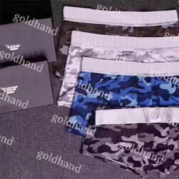 4st/Lot Men Mesh Underpants Designer Sports Breattable Sexy Boxers Men Camouflage Printed Shorts Underwear