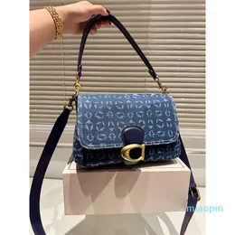 2023-Designer Borsa a tracolla di lusso Borsa a tracolla morbida Tabby per le donne Sacoche Letters Lady Cross Body due cinghie Pochette con patta in denim 28CM