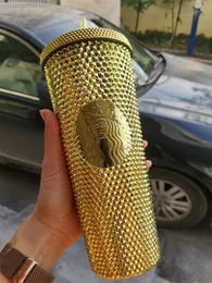 Starbucks Straw Durian Studded Cup Product Gift Tumblers Mug 710ml Coffee Bright Diamond Starry Cups Wholesale Brand Fashion Popular clephan