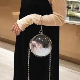 Evening Bags Acrylic Round Ball Clutch Women Circle Handbags Transparent Messenger Bag Chain Crossbody Totes Money Purse