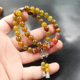 Strand 8mm Yellow Dragon Pattern Agate Bracelet Double Row