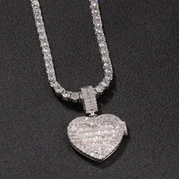 Collier Po personnalisé avec pendentif en forme de cœur pour hommes, breloque Hip Hop scintillante, bijoux glacés, dos solide, cadeau 282k