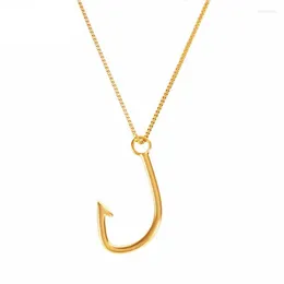 Correntes Minimalistas Golden Hook Colar Colar Colar Aço Antelhado Único Náutico Jóias laterais Colares de joias