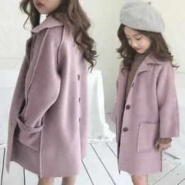 Coat Spring Winter Kids Soft Long Woolen Coat Thick Warme Girl's Jackets Ytterkärl Vindsäkra barn kläder Högkvalitativ 231108