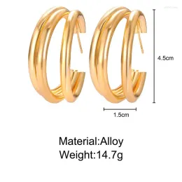 2024 Stud Earrings Gold Color C-Shaped Go Anywhere Round Circle For Women Geometric Ear Studs Vintage Brincos Party Jewelry Gift