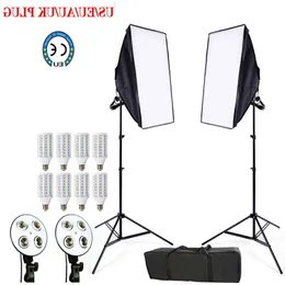 Freeshiping 8pcs 24w LED E27 Bulb Photo stuido Soft Box set video lighting kit flash softbox reflector material 2ps softbox 2ps light s Kqbk