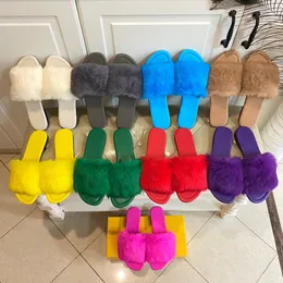 2023 Autumn/Winter leather slippers Local barn rabbit hair designer hair slippers 35-42