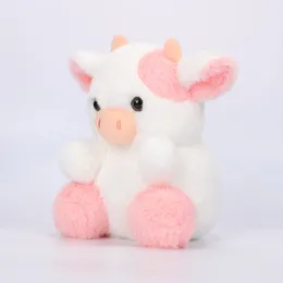 Novo Cartoon Cow Plush Plush Strawberry Cow Doll jogando Pillow Decoration Presente