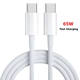 1M 3ft QC 3.0 65W Fast Charge Type C-C Quick Data Cable 144 Core TPE Wire White 2 in 1 Charging & Data Transfer
