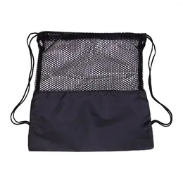 Sacos ao ar livre cordão mochila preto oxford pano bolsa de malha durável saco de basquete para futebol natação futebol rugby