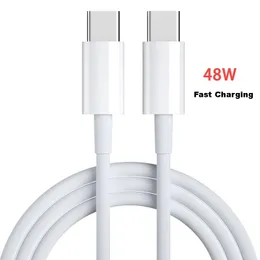 1M 3ft QC 3.0 48W Fast Charge Type C-C Quick Data Cable 144 Core TPE Wire White 2 in 1 Charging & Data Transfer