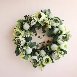 Decorative Flowers QWE123 QWE123Silk Peony Artificial Flores Wreaths Door Colorful Garland For Wedding Home Decoration DIY Party