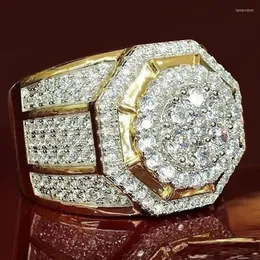 Pierścienie klastra luksusowe geometryczne oświadczenie dla mężczyzn biżuteria unisex kobiety męskie anel moda na przyjęcie weselne Prezenty 306W