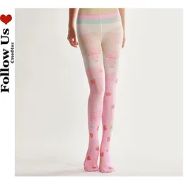 Sexy Socken Lolita Erdbeere Druck Strumpfhosen Strumpfhosen Frau Harajuku Liebe Bowknot Leggings Strümpfe Sommer Mode Weibliche Lange Hosen 231108