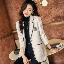 Kvinnors kostymer mode kvinnor blazer 2023 Autumn Winter White Black Casual high end långärmad kappa toppar kontor damer arbetar formell jacka