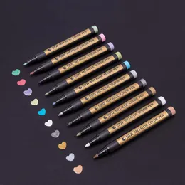 Markers 10 Colors Set Oil Mark Permanent Waterproof Paint Mark CD Glass Stone Wood Artist Brush Office School Supply Station 230408