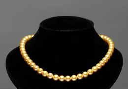 Pendant Necklaces Elegant 18"8-9mm Sea Genuine Golden nearly Round A Little Flaw Natural Pearl Necklace Jewelry 231108