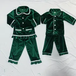 Pijama Lounwear Eşleştirme Aile Noel Pijamalar Yeşil Kadife PJS BIYD BIYS BOYS ANNE VE KADINLAR 6M-12 YAŞLI BAŞLAR 231108