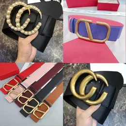 Toppdesigner Belt Woman Belts For Women Designer 7CM Belt Leather Girdle Letter Gold Midjeband Buckle 90-125cm med Box Midjeband dubbelsidig användning