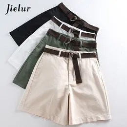 Womens Shorts Jielur Match 4 Solid Belt Casual Aline High midja Ultra Thin Fashion SXXL Botten 230408