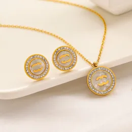 Birthday Gift Necklace Earrings Set Winter Christmas Jewelry Set 18K Gold Plated Luxury Crystal Pendant Necklace 925 Silver Plated Simple Style Stud Earrings