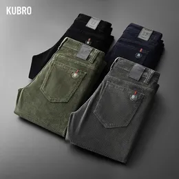 Herrbyxor kubro England stil casual breda ben byxor män vår sommar affärsmode bekväma jeans högkvalitativa byxor 231108