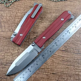 Coltello chiudibile da caccia Two Sun per esterni D2 Stonewash Blade Flipper TC4 Titanium Red G10 Maniglia TS434