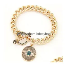 Charme Pulseiras Banhado A Ouro Metal Mais Novo Evil Eye Bangle Jeweled Pulseira Boa Sorte Arte Charme Jóias Cúpula De Vidro Drop Delivery Jóias Dh31M