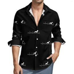 Camisas casuais masculinas dachshund camisa outono cão pet homens moda blusas manga longa gráfico roupas elegantes plus size 4xl