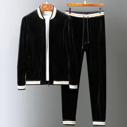 Menina de pilotos masculinos Minglu Velvet Men Sweaterpants de luxo decote de luxo com capuz masculino de moda masculina espessa calça masculina mais tamanho 5xl 230408