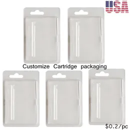 Clam Shell Package USA Stock 0.8ml 1.0ml Vape Cartridge Packaging 116X75mm Size Clear Plastic Clamshell Atomizer Packagings Customize Card Inserts